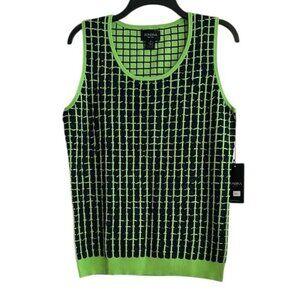 Rondina New York Grass Green Navy Sleeveless Pullover Top XL